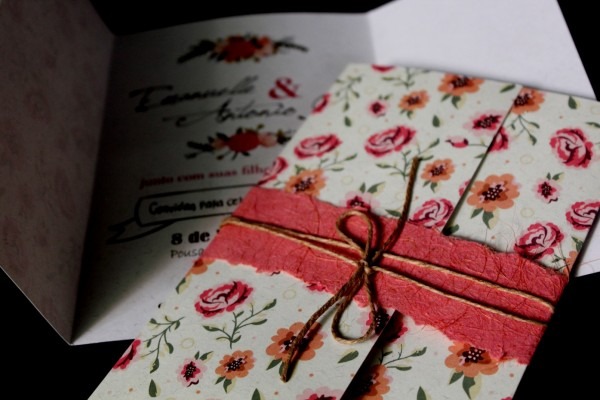 Novo convite de casamento feito a m o no elo7 papel recriado