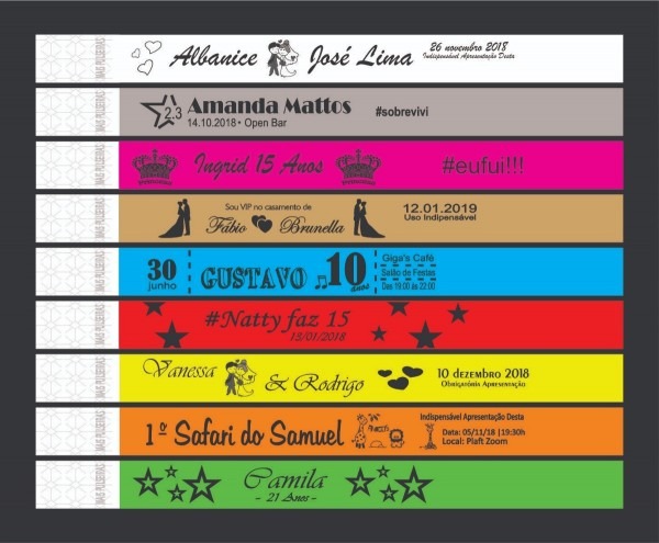 Pulseiras personalizadas casamentos e niver kit 100 unid Pulseiras personalizadas casamentos e niver kit 100 unid