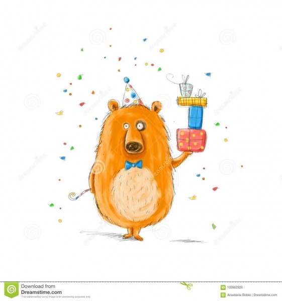 Urso engraçado com os presentes ilustração criançola urso Urso engraçado com os presentes ilustração criançola urso