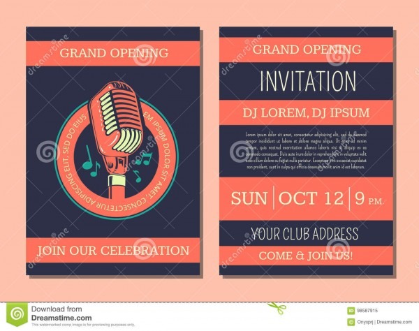 Vector o molde do cartÃ£o do convite para o clube da mÃºsica do